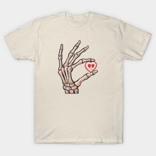 Love in the bones - skeleton hand art T-Shirt